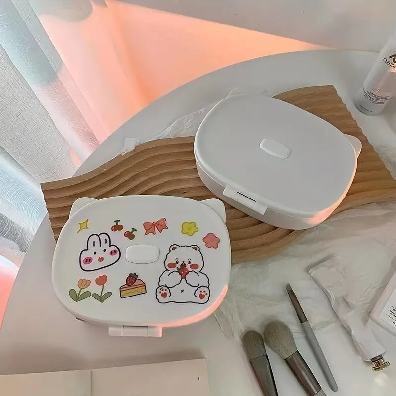 Compact Desktop Mirror with Jewelry Storage Box for Travel