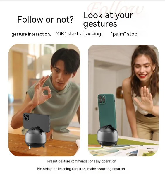 AI Face-Tracking Phone Gimbal (360° Auto Follow)