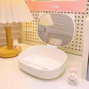Compact Desktop Mirror with Jewelry Storage Box for Travel
